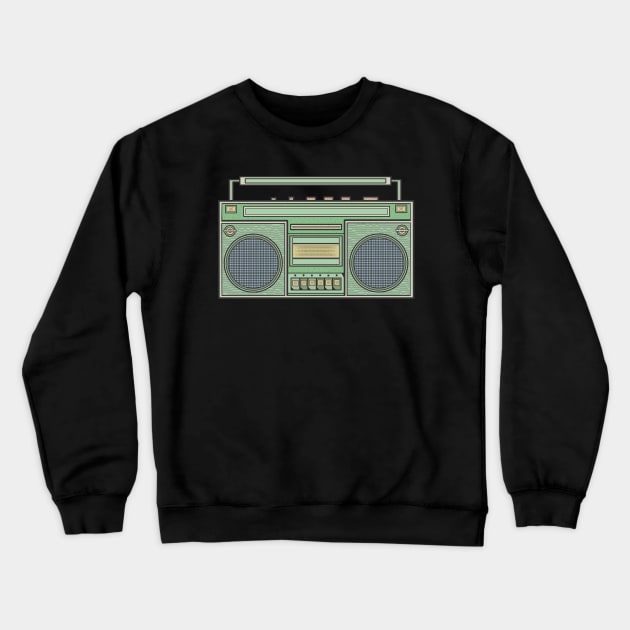 Green Vintage Boombox Crewneck Sweatshirt by milhad